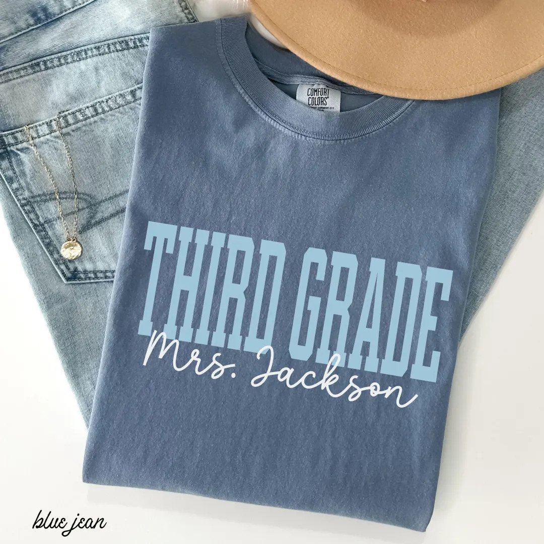 Third Grade Personalized Teacher Shirt Comfort Colors Teacher Shirt First Day of School Teacher G... | Etsy (US)