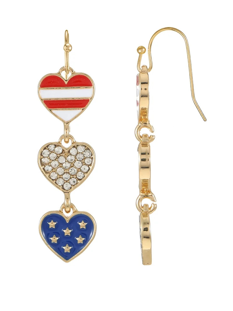 Way to Celebrate Americana Patriotic Heart Drop Earrings | Walmart (US)