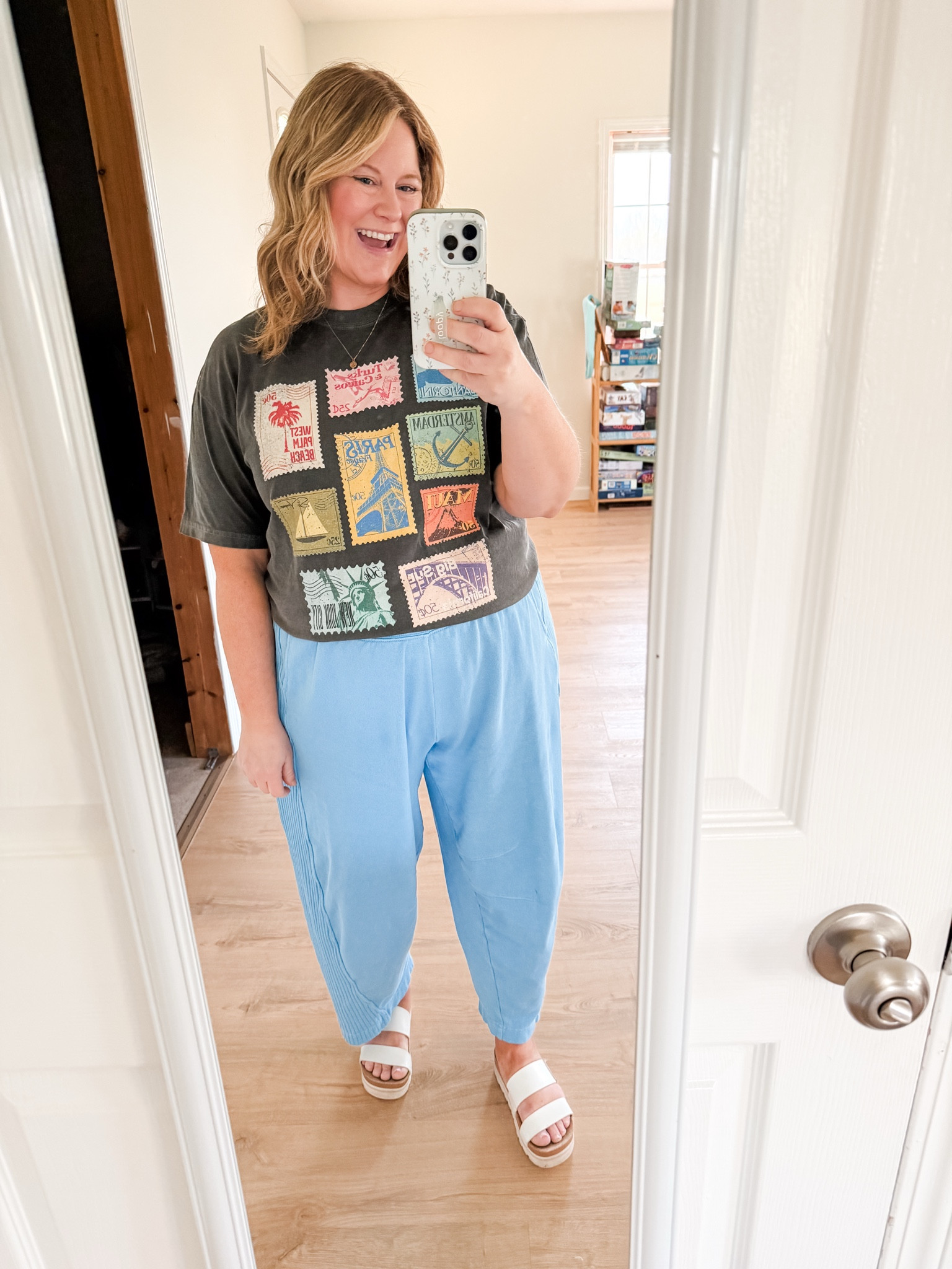 Wearing an XL in my tee and sweatpants. Use code STEPHSHARES20 to save $$ on the tee @mtnmoverz 

#LTKBump #LTKMidsize #LTKmomlife