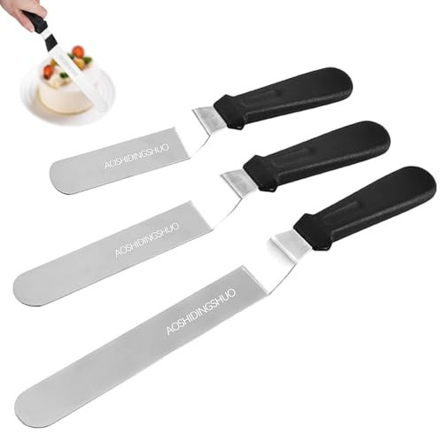3PCS Angled Icing Spatula Set, 6"+8"+10"Offset Spatulas for cake decorating,Stainless Steel Offset Spatula Cake Decorating Spatula Set for Icing,Frosting Smooth Cake | Amazon (US)