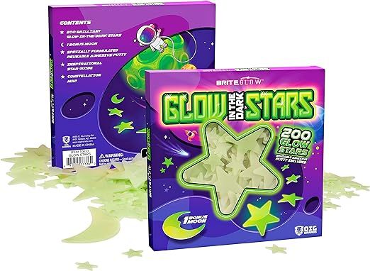 Glow In The Dark Stars with Planets & Constellation Map Includes Sticky Putty for Star Stickers I... | Amazon (US)