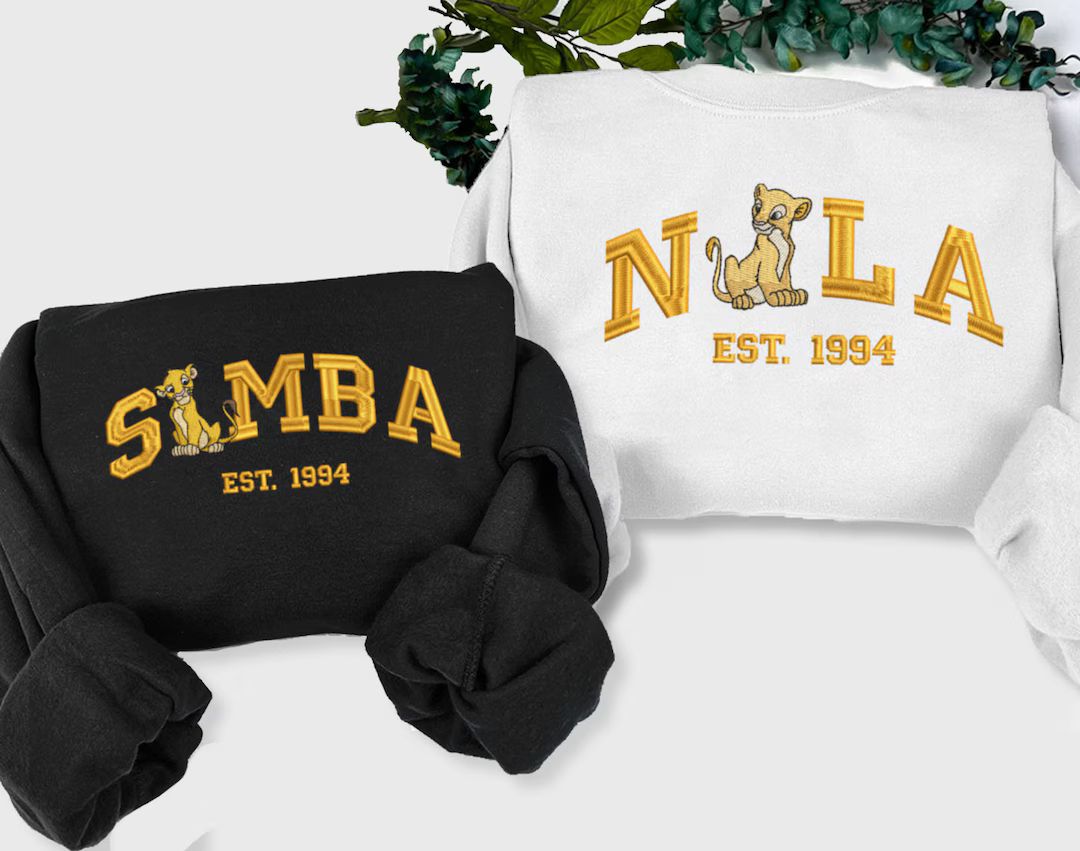 Simba and Nala Embroidered Sweatshirts, Lion King Shirts, Trending Crewneck, Couple Shirt, Gift F... | Etsy (US)