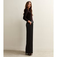 Women's Black Satin Wide Leg Trousers New Look | New Look (UK)