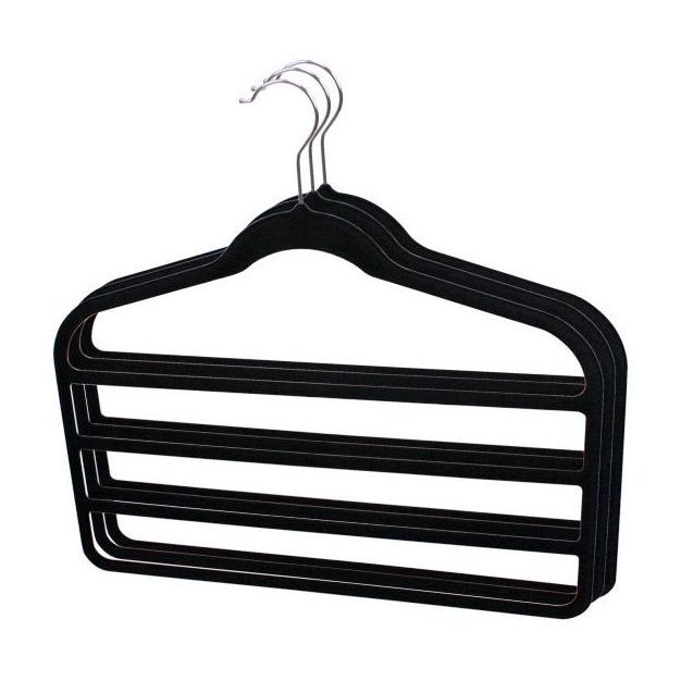 Home Basics Velvet Trouser Hanger, (Pack of 3), Black | Target