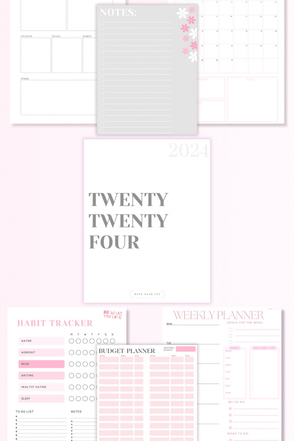 🌸 Elevate your productivity in 2024 with our Pink Minimalist Digital Planner! This downloadable planner is your key to staying organized and inspired throughout the year.

✨ Featuring a captivating Vision Board, Monthly Planners (Jan-Dec), 2 Notes Sheets, and powerful tools like a Weekly Habit Tracker, Weekly Planners/Schedules, and Weekly Budget Planners, this planner helps you conquer your goals.

📅 Visualize your dreams on the Vision Board and track your progress with ease using the Monthly Planners. Plan, organize, and achieve success effortlessly!

🗒️ With customizable Note Sheets, jot down ideas, inspirations, or goals. Stay focused and creative with this versatile digital planner.

⏰ Manage your time effectively and track your habits with precision using the Weekly Habit Tracker and Planners. Achieve your targets one week at a time!

💰 Take charge of your finances using the Weekly Budget Planner, ensuring financial stability and reaching your monetary milestones.

🌈 Designed for success and mindfulness, our Pink Minimalist Digital Planner for 2024 is your go-to for planning your way to a fulfilling year!

Download now to start your journey towards a more organized and successful 2024!

#LTKfindsunder50 #LTKhome #LTKsalealert