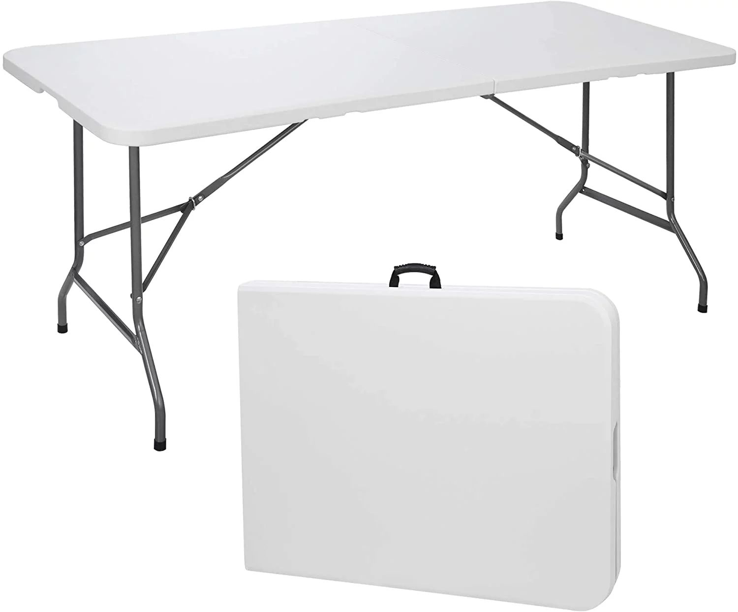 SKONYON Folding Utility Table 6ft Fold-in-Half Portable Plastic Picnic Party Dining Camp Table, W... | Walmart (US)