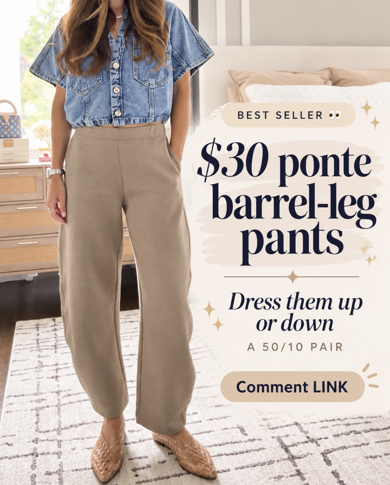 These $30 ponte barrel-leg pants are a 50/10 👀 So easy to dress up or down, and the fit is just so good. 
💬Comment LINK and I’ll send them your way!

#LTKootd #LTKmomlife #LTKOver40