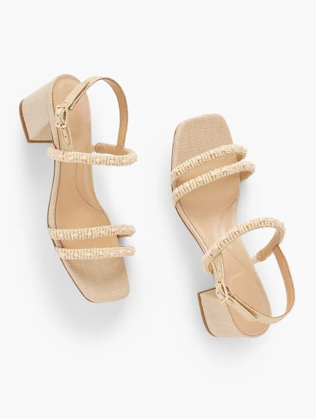 Maya Beaded Block Heel Sandals | Talbots