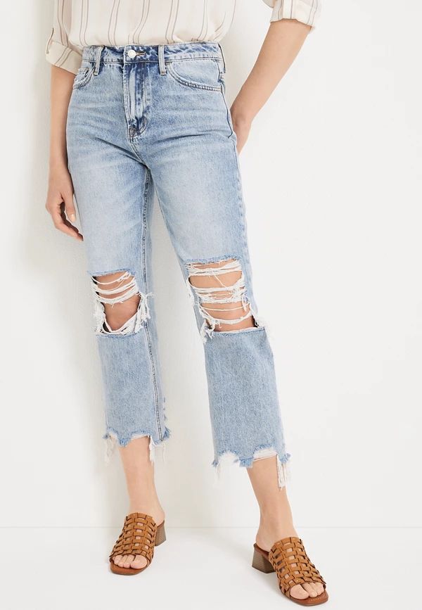 VERVET™ Ankle Straight High Rise Ripped Jean | Maurices