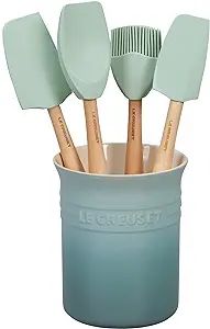 Le Creuset Silicone Craft Series Utensil Set with Stoneware Crock, 5 pc., Sea Salt | Amazon (US)