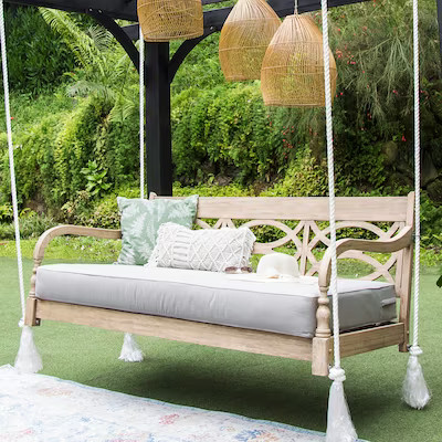 Cambridge Casual Renley 2-person Lime Wash Wood Outdoor Swing BedItem #4780415 |Model #130970-HW-... | Lowe's