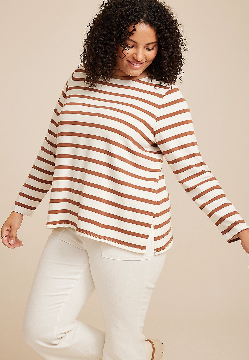 Plus Size Marina Striped Mixer Tee | Maurices