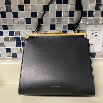 MANSUR GAVRIEL Elegant Gold Clasp Top Handle Leather Bag in Black / Flamma  | eBay | eBay UK