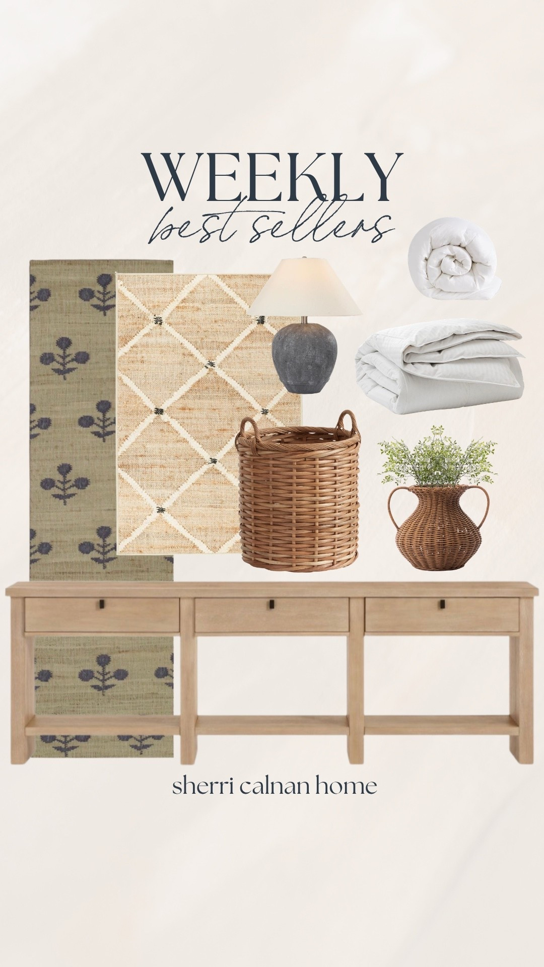Your favorites from this week are in! 🤍✨ Rugs, storage baskets (which double as decor), a pretty woven vase, a timeless table lamp, bedding, and more!

#LTKSaleAlert #LTKHome