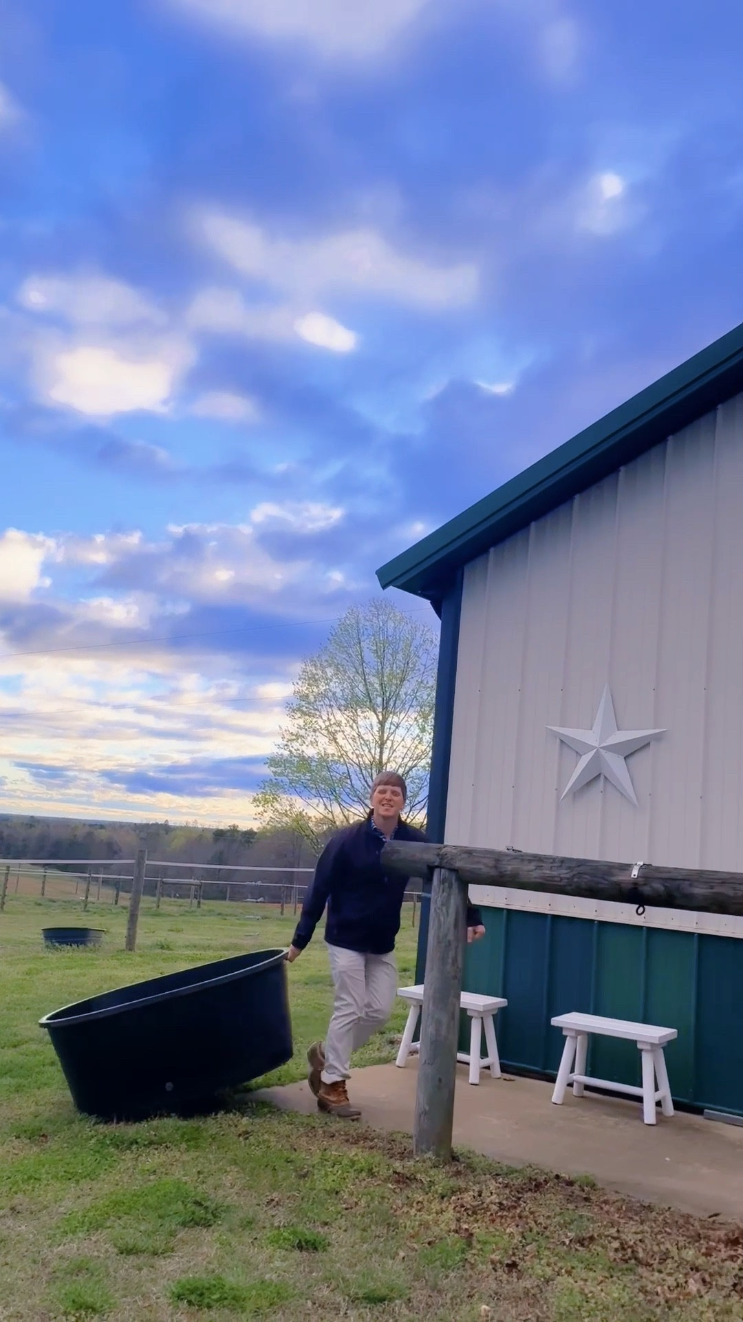 ran out to our barn 🐴 tonight with these country boys 🤠 to get a new “home” for our chickies 🐥 - this giant black tub will be perfect for them as they’re growing 😍 and I also thought I’d give a little ***barn tour*** while I was out here!!! 🤭 This place is so special and we are so excited for all the Lord has in store for this farm - and y’all… I even have my own CLASSROOM (if you watch the video you can see it 🥹)!! The sky’s the limit ✨ and we truly can’t believe this is our forever farm and  h o m e 😭   Another night, I need to give y’all a tour of the guest house 🏡, too!! Just so much I can’t wait to share with you this spring season ahead - our very first   s p r i n g  o n  t h e  f a r m 🚜🌳 #whatadreamcometrue #godstory #immeasurablymore
