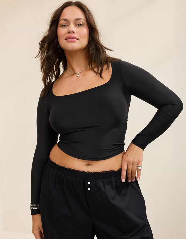 SMOOTHEZ Square Neck Long Sleeve T-Shirt | American Eagle Outfitters (US & CA)