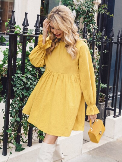 SHEIN Flounce Sleeve Smock Dress | SHEIN