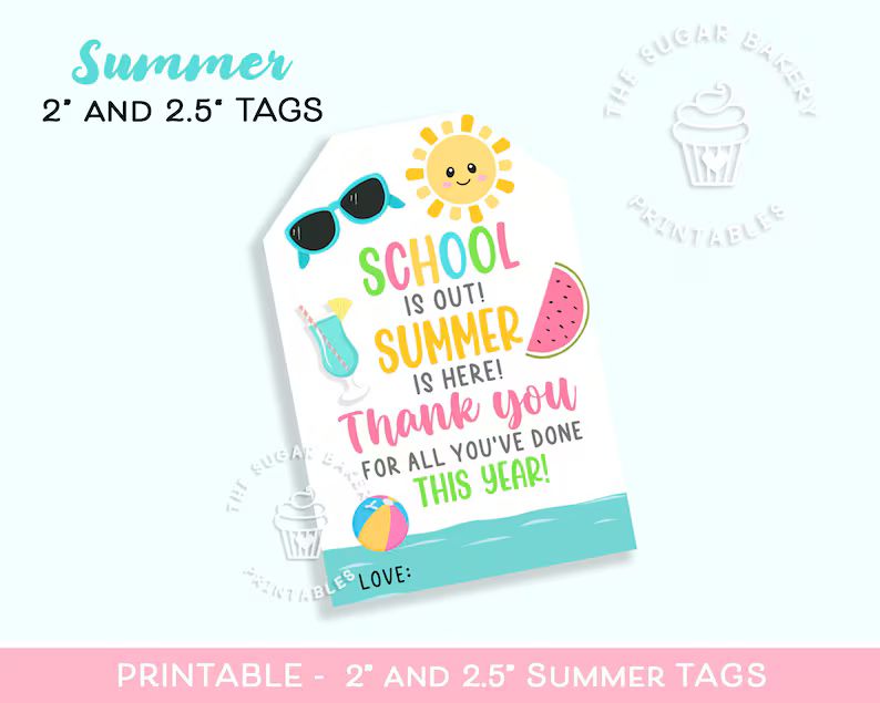 School is out Summer is here Teacher Appreciation tags, 2" and 2.5" End of school year gift for t... | Etsy (US)