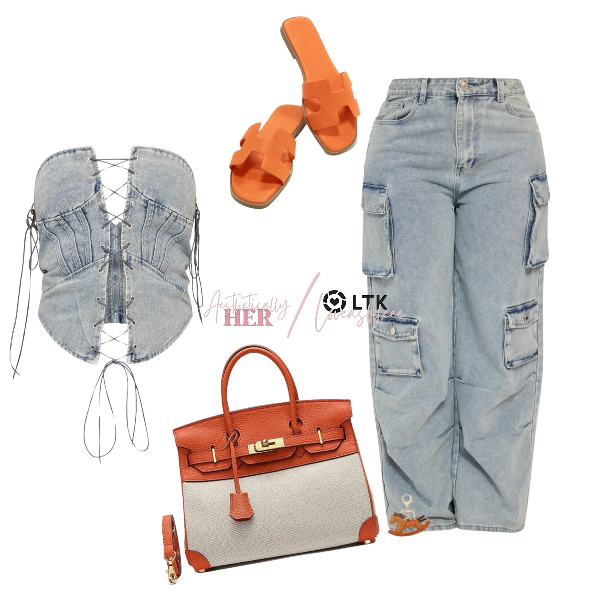 Fall fashion is in full swing! 🍁 Loving this denim cargo set paired with an orange Birkin dupe and chic Hermès-inspired slides, all found on Amazon! Elevate your seasonal style without breaking the bank. 🧡👖 #FallFashion #AmazonFinds #DesignerDupes #AffordableStyle #LTKSale #LTKFall #FashionOnABudget #OOTD #CargoSet