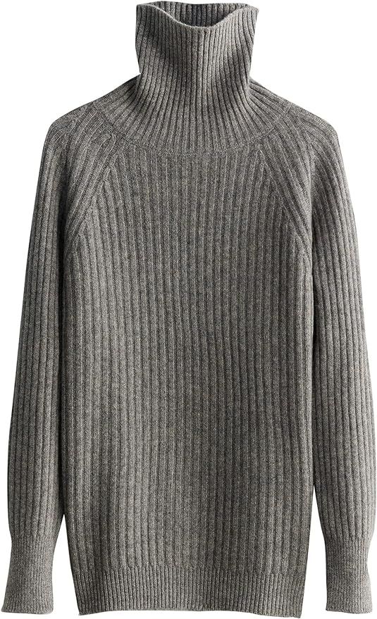 LINY XIN Women's Turtleneck 100% Merino Wool Fall Winter Long Sleeve Loose Warm Soft Knitted Pull... | Amazon (US)