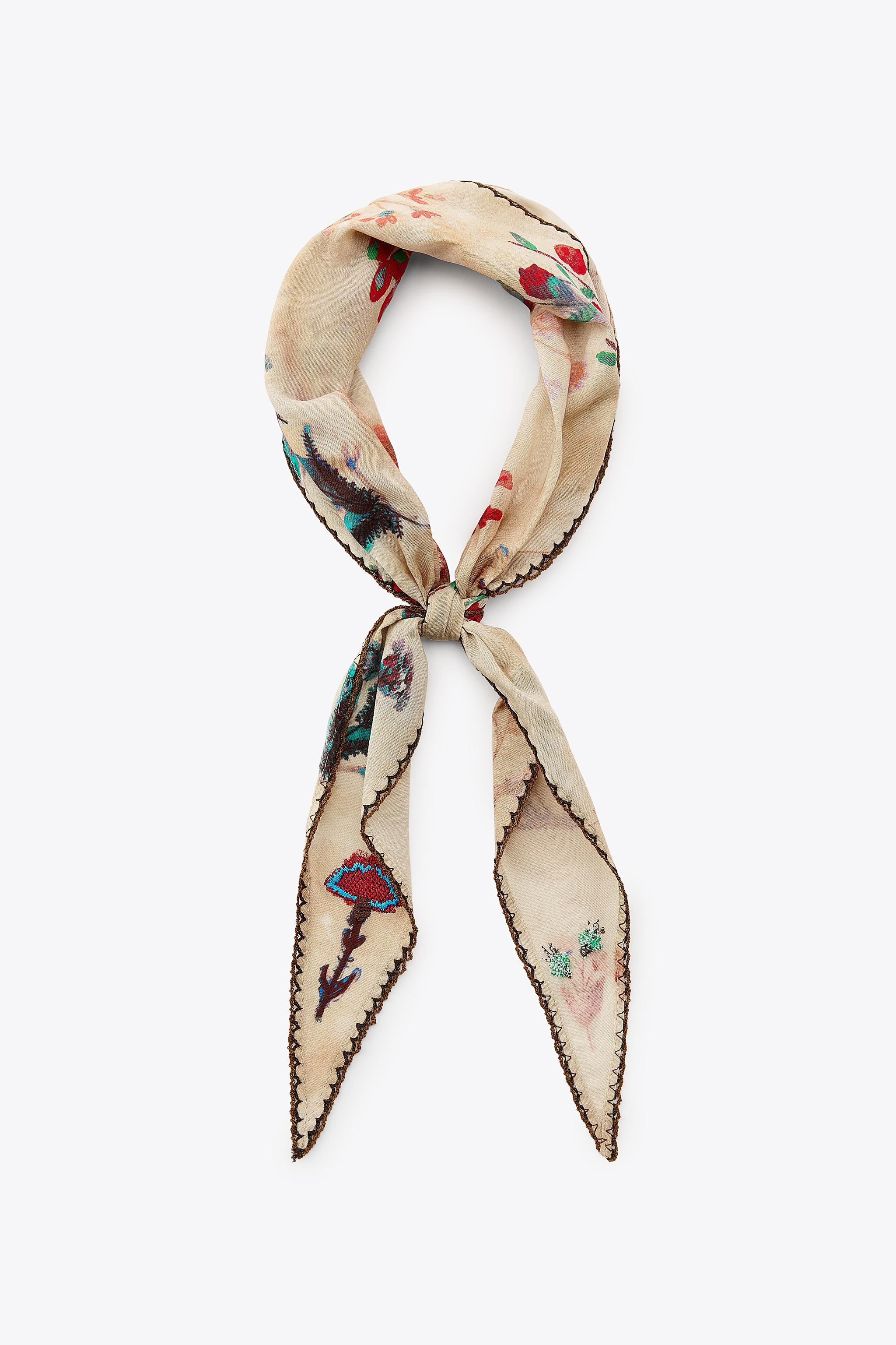 EMBROIDERED FLORAL POINTELLE BANDANA | Zara US