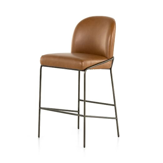 Curved Back Leather Counter & Bar Stool | West Elm (US)