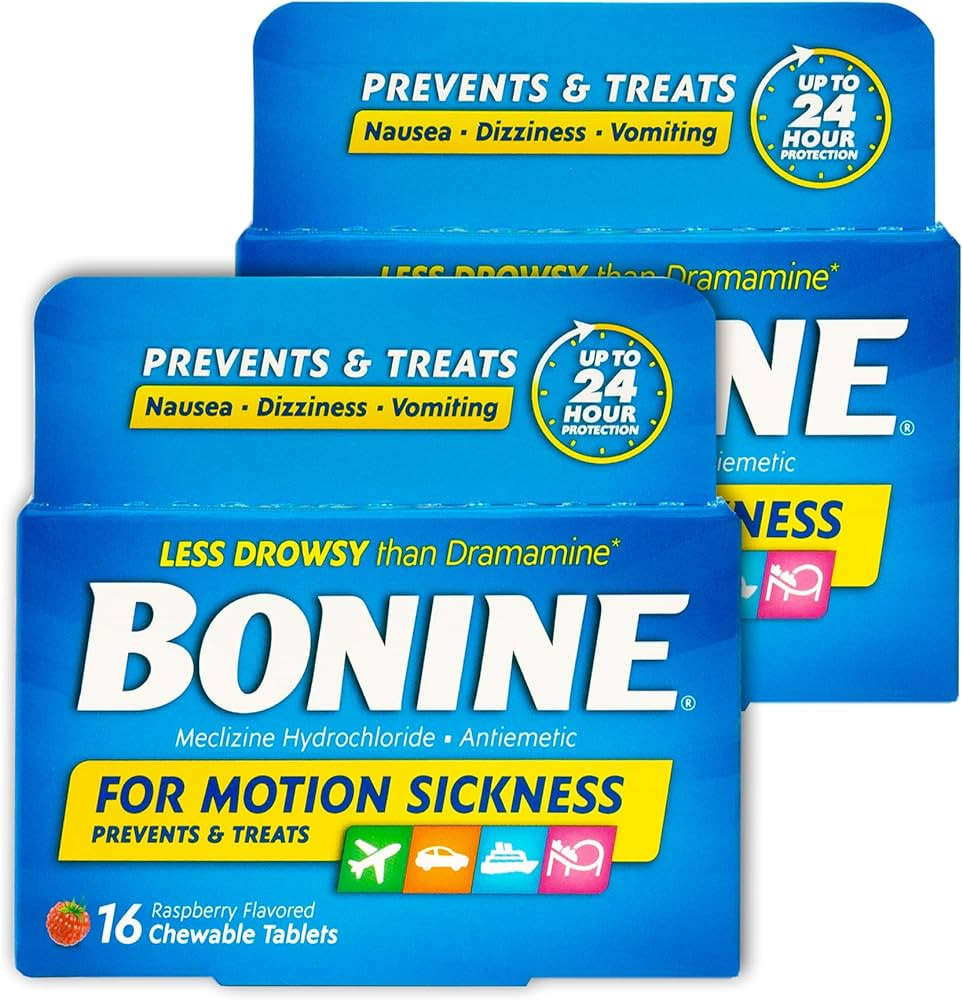Bonine Chewable for Motion Sickness Relief - with Meclizine HCL 25mg, A Non-Drowsy Formula to Tre... | Amazon (US)