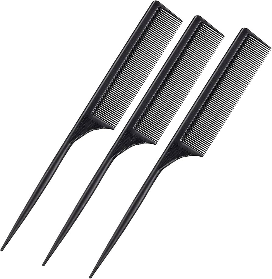 Leinuosen 3 Pack Tail Comb Carbon Fiber Rat Tail Comb Set Heat Resistant Anti Static Styling Tail... | Amazon (US)