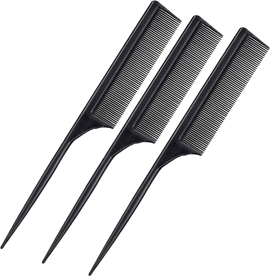 Leinuosen 3 Pack Tail Comb Carbon Fiber Rat Tail Comb Set Heat Resistant Anti Static Styling Tail... | Amazon (US)