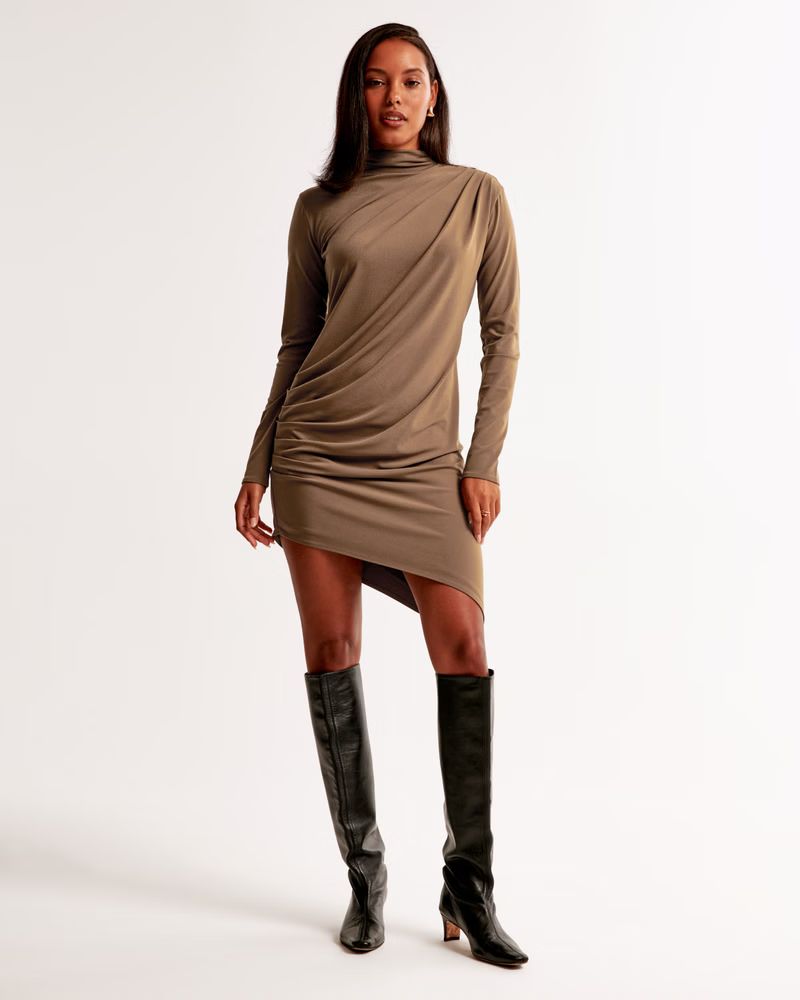 Vol. 28 Long-Sleeve Draped Mini Dress | Abercrombie & Fitch (US)