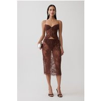 Marcelle Lace Midi Skirt / Dark Chocolate | MESHKI | XL | MESHKI US