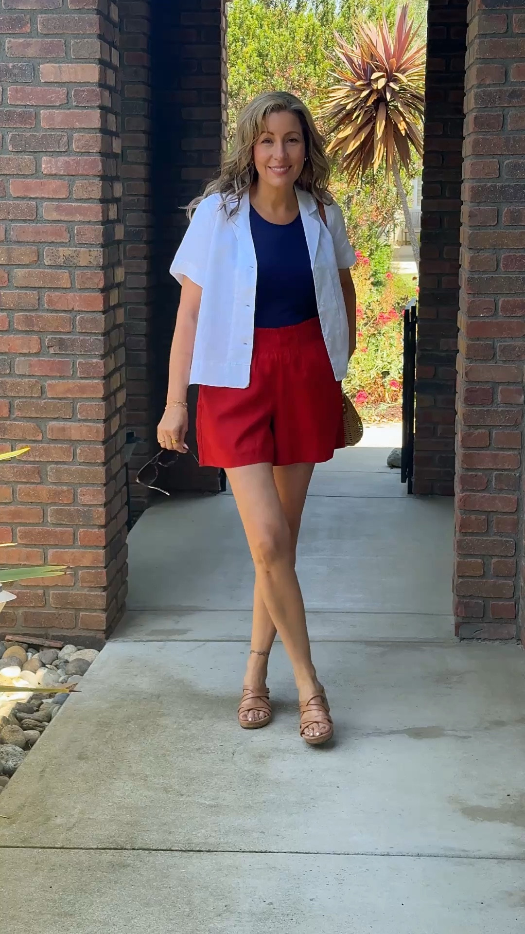 Feeling festive and fresh in this Quince essentials look 🇺🇸❤️ These red linen shorts are lightweight and flattering, paired with a navy cotton tank and crisp white button-up for an effortless layered summer vibe. I finished the look with neutral sandals and a woven bag—easy, comfy, and perfect for summer days or backyard BBQs!

Red, navy, and white never looked so chic!

#ootd #fashionover40 #fashionover50 #capsulewardrobe #classicwardrobeessentials #stylishandgrateful #stylish&grateful #modestoutfits #classycasual #casualoutfits
quincelinen, redshorts, summerlayers, patrioticstyle, minimalchic, summerclassic, timelessstyle, breezysummer, backyardbbqoutfit, effortlessstyle


#LTKTravel #LTKSeasonal #LTKSummerEdit