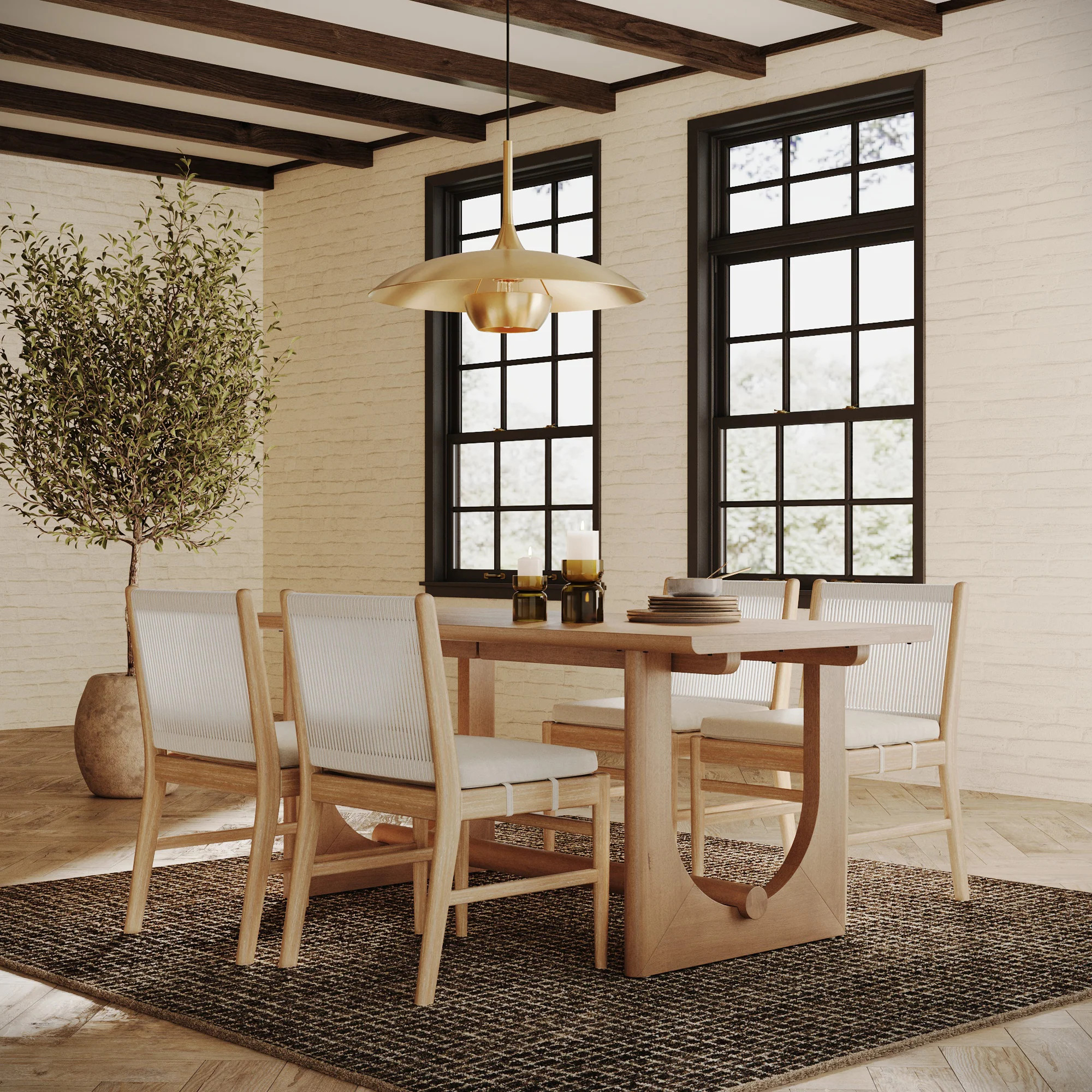 Wood Dining Table for 6 with U Shaped Legs | Nathan James