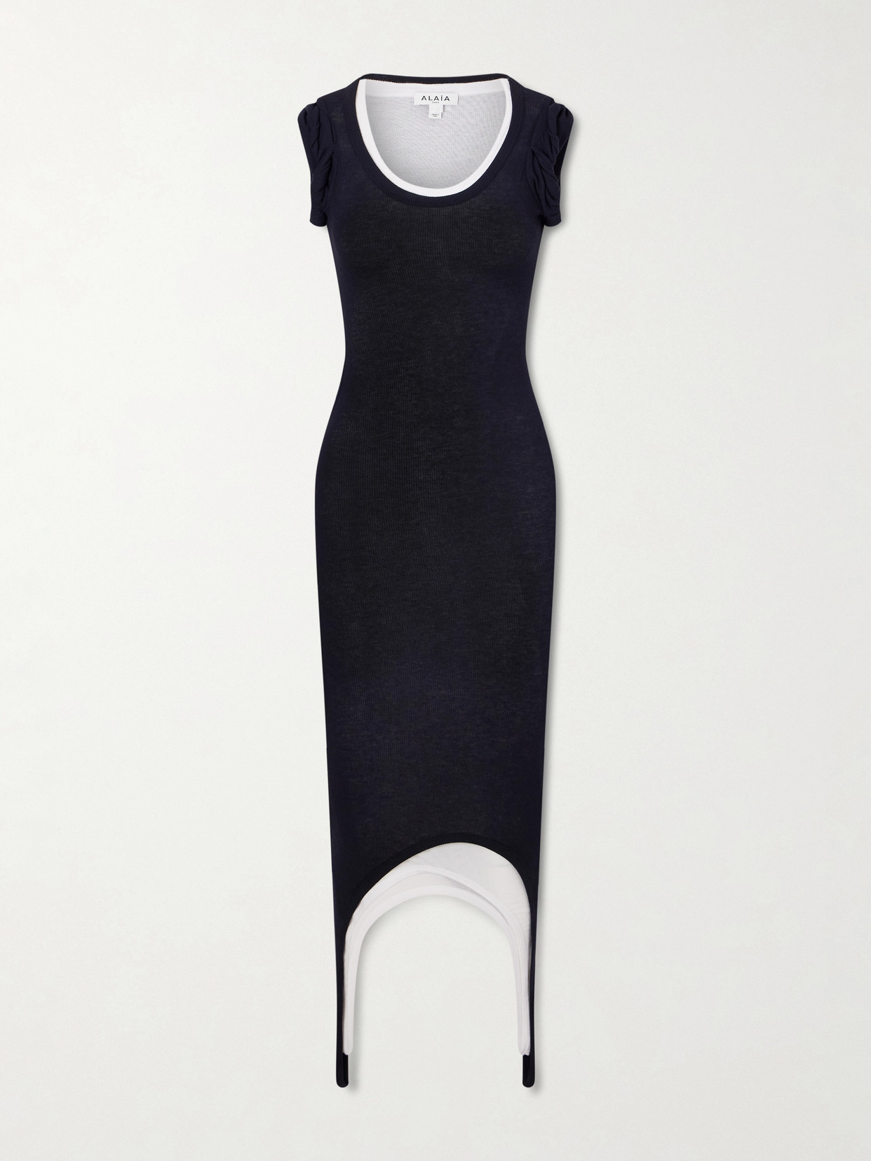 Alaïa - Layered Stretch-knit Midi Dress - Black | NET-A-PORTER (US)