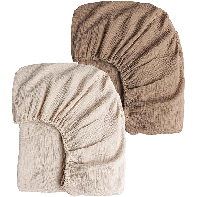 Konssy Muslin Crib Sheets for Girl Boy, 2 PCS Soft and Breathable Cotton Baby Sheets for Standard... | Amazon (US)
