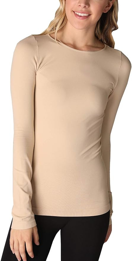 NIKIBIKI Women Seamless Long Sleeve Crew Neck Top, Made in U.S.A, One Size | Amazon (US)