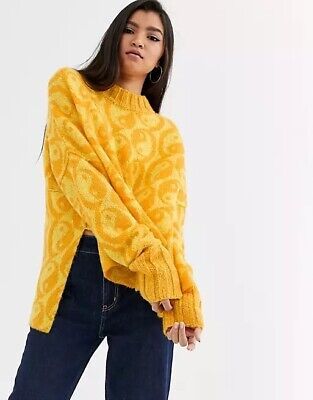 Fee People Yin Yang Yellow Sweater Retro Groovy oversized XL cozy warm sold out  | eBay | eBay CA