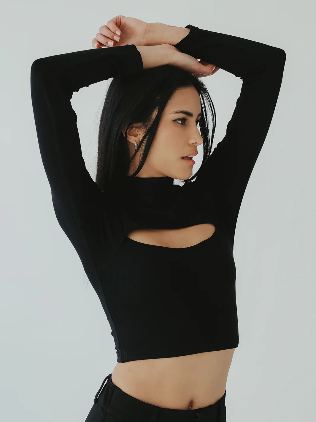 Turtleneck Peek-A-Boo Long Sleeve Brami (Crop) | Klassy