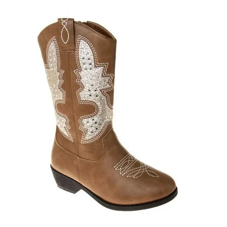 Kensie Girl Zip-up Low Heel Faux Leather Cowgirl Boots | Walmart (US)