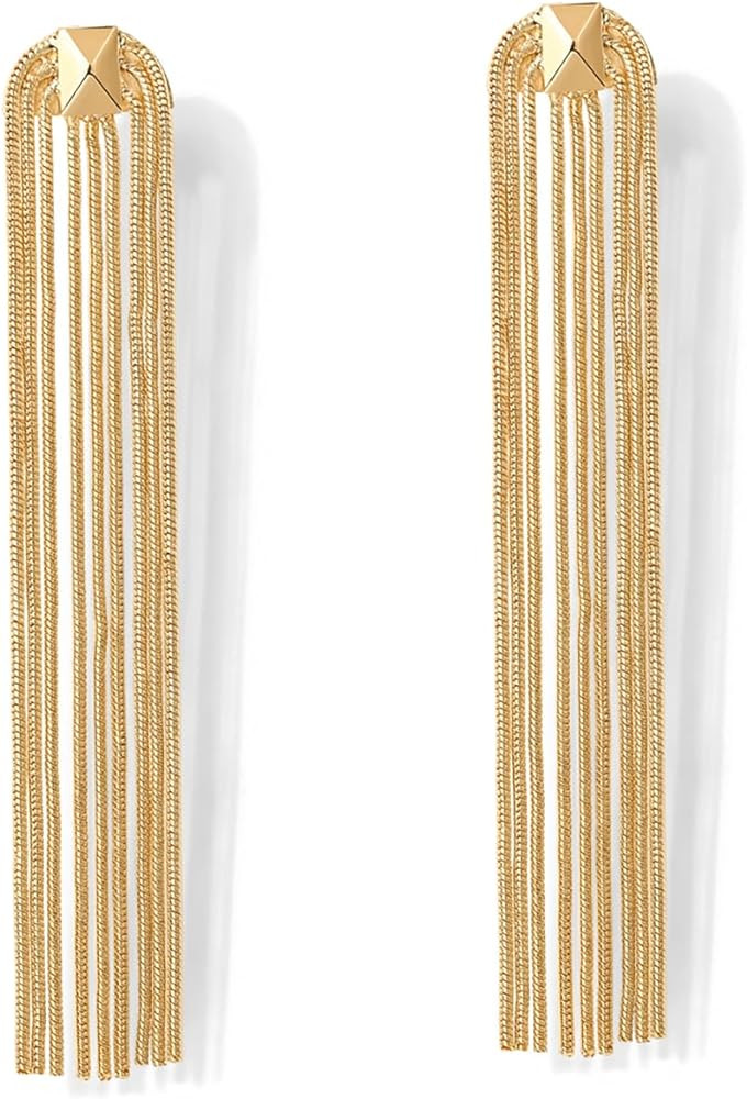 PAVOI 14K Gold Plated 925 Sterling Silves Posts Long Tassel Dangle Earrings for Women | Elegant R... | Amazon (US)