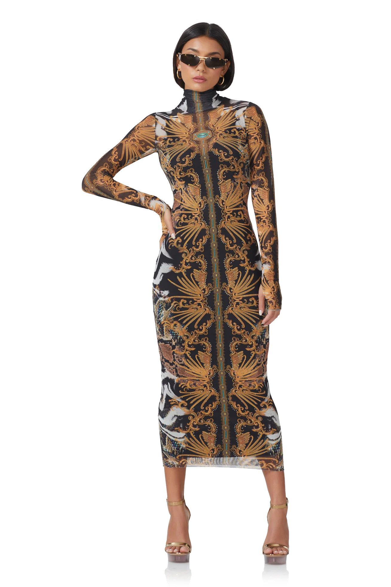 Shailene Midi-Dress - Gilded Animal | ShopAFRM