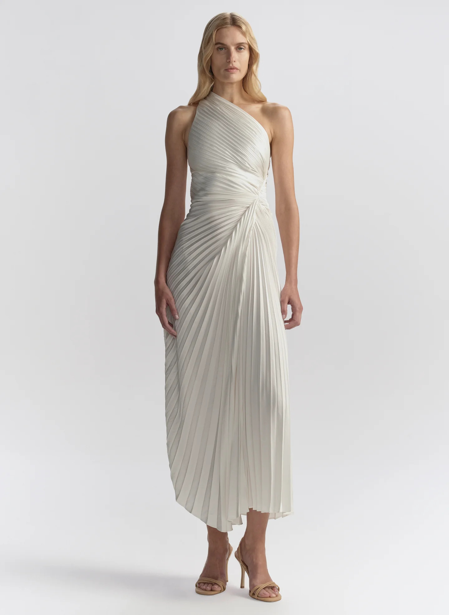 Lara Satin Pleated Midi Dress | A.L.C