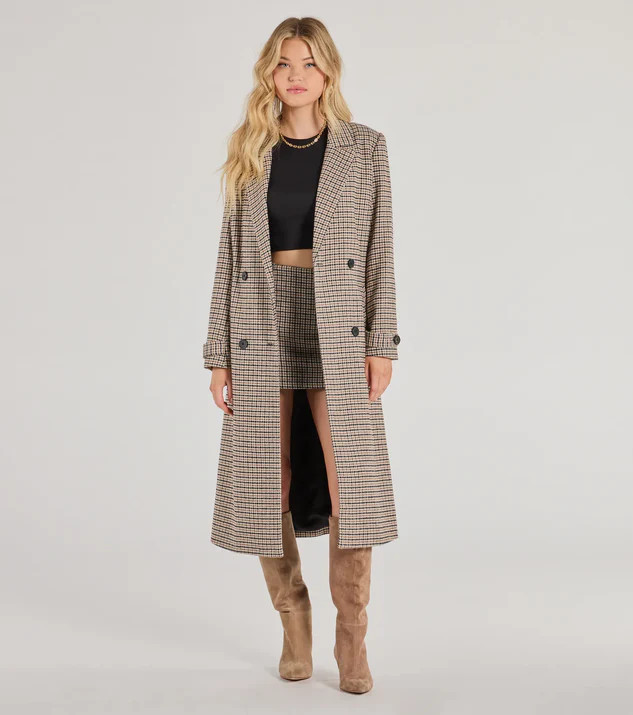 Plaid Perfection Faux Wool Long Coat | Windsor Stores