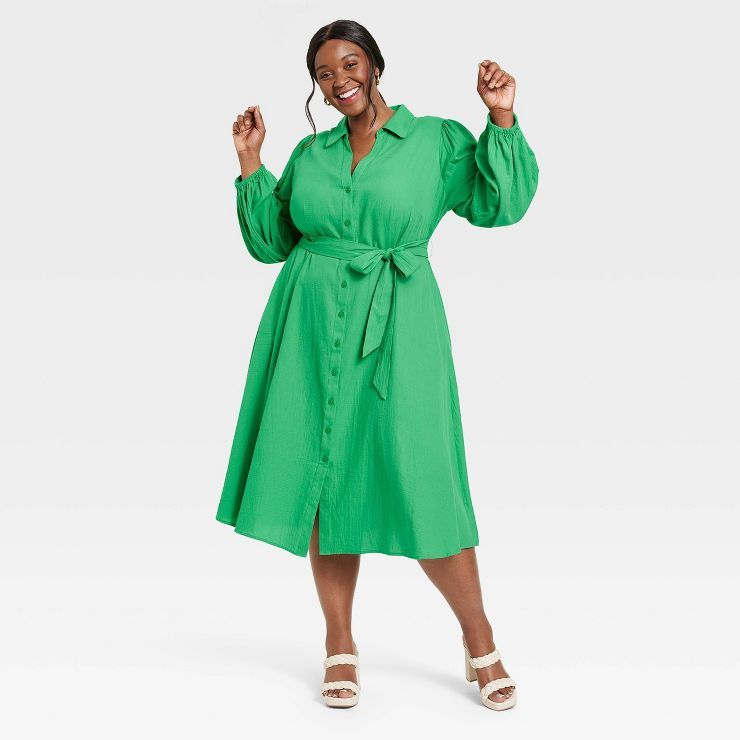 Women's Balloon Long Sleeve Shirtdress - Ava & Viv™ | Target