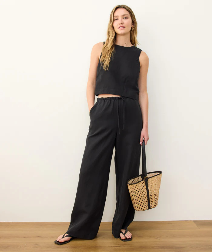 Linen Drawstring Wide Leg Pant | Marine Layer