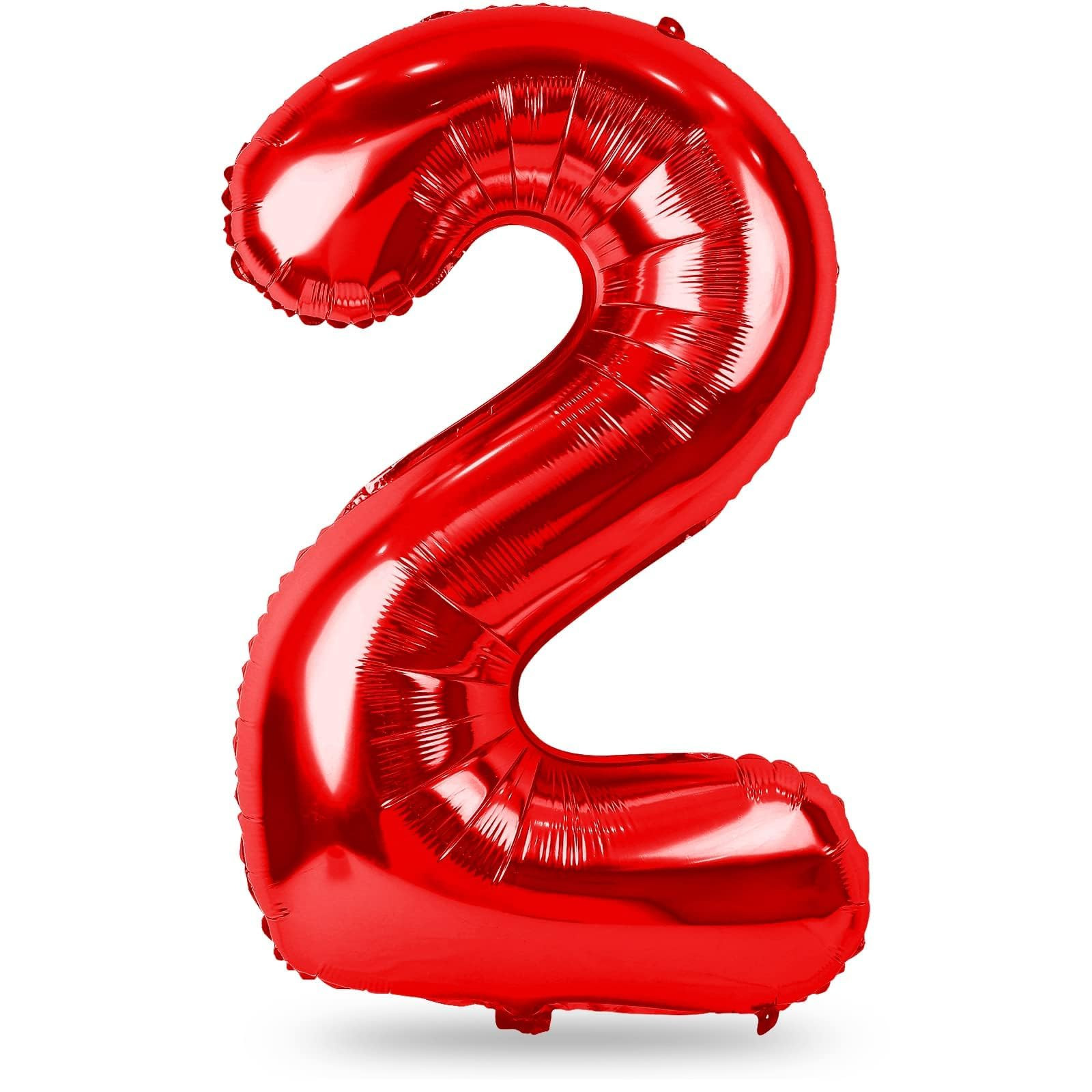 Red 2 Balloons, 40 Inch Giant Helium Foil Number 0-9 for Girls Boys, Self Inflating Digit 2nd Bir... | Amazon (US)