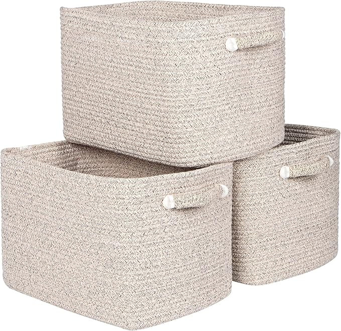 Kntiwiwo Storage Baskets for Organizing 14.7”x11”x9.6” Rope Storage Baskets for Shelves wit... | Amazon (US)