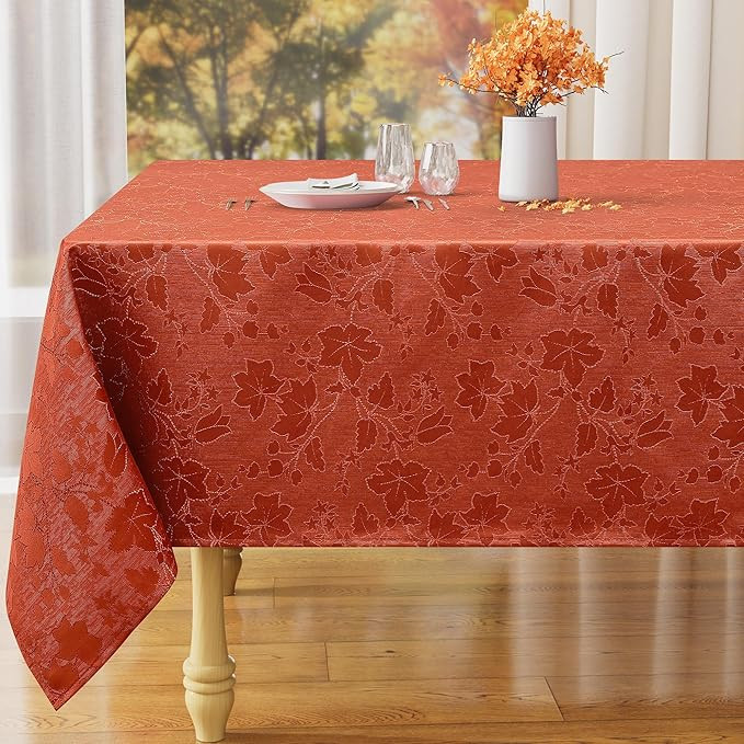 misaya Rectangle Thanksgiving Tablecloth, Waterproof Jacquard Fall Table Cloth, Damask Cloth Tabl... | Amazon (US)