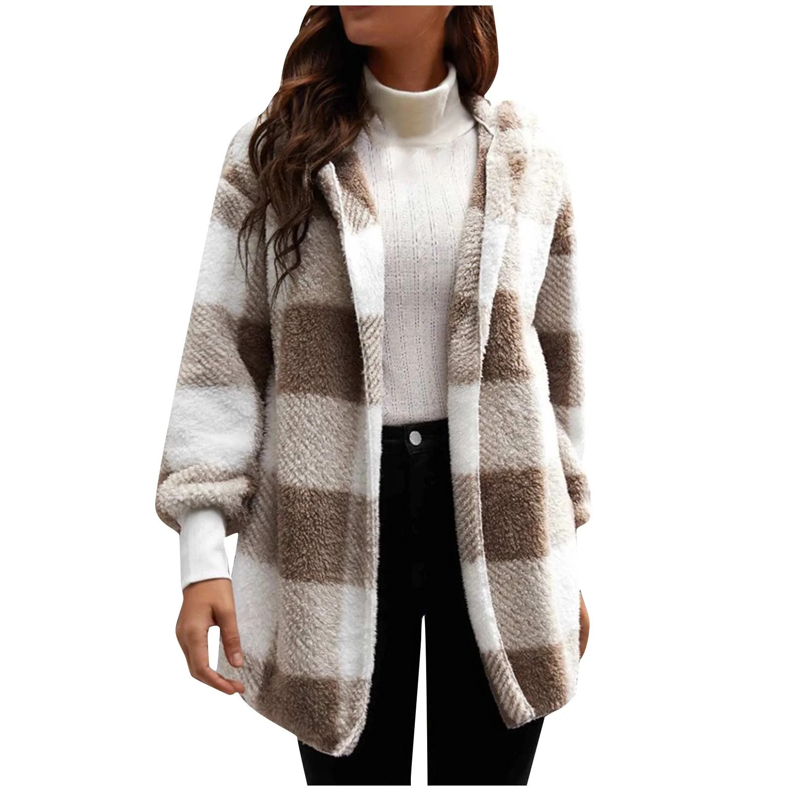 Clearance Under 10$!Autumn and Winter Plaid Jackets for Womens 2024 Plus Size Coat Long Sleeve Pl... | Walmart (US)