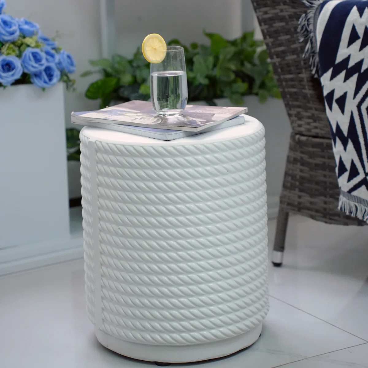 Lois Round Outdoor Side Table , 14.6'' in. W 14.6'' in. D | Wayfair North America